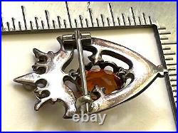 Antique Victorian Scottish Brooch Pin Citrine (faux) Sterling Multi Stone c1890