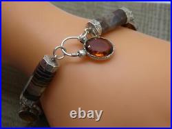 Antique Victorian Scottish Citrine Agate Panel Sterling Silver Padlock Bracelet