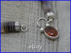 Antique Victorian Scottish Citrine Agate Panel Sterling Silver Padlock Bracelet