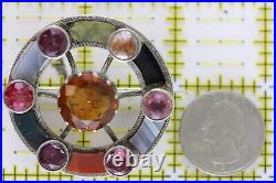 Antique Victorian Scottish Citrine Agate Sterling Silver 925 Brooch Pin