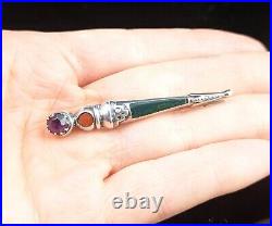 Antique Victorian Scottish Dirk brooch, silver and agate