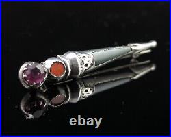 Antique Victorian Scottish Dirk brooch, silver and agate