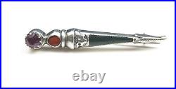 Antique Victorian Scottish Dirk brooch, silver and agate