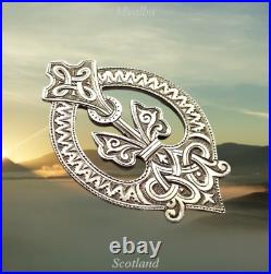 Antique Victorian Scottish Etched Decoration Sterling Silver Brooch