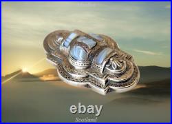 Antique Victorian Scottish Etched Sterling Silver Montrose Agates Brooch