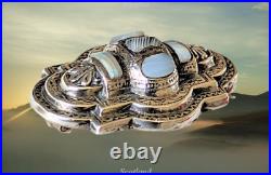 Antique Victorian Scottish Etched Sterling Silver Montrose Agates Brooch