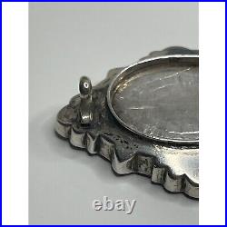 Antique Victorian Scottish Inlaid Granite Sterling Silver Brooch Pin