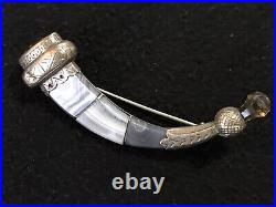 Antique Victorian Scottish Montrose Agate Silver Brooch with Citrines. Large 3