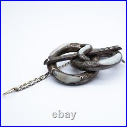 Antique Victorian Scottish Montrose Agate Silver Lovers Knot Brooch
