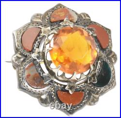 Antique Victorian Scottish Paste Agate Brooch Silver