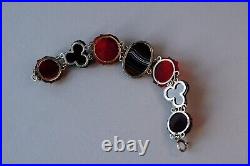 Antique Victorian Scottish Pebble Banded Agate Silver Bracelet