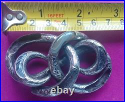 Antique Victorian Scottish Silver Agate Love Knot Brooch, RareLarge MissingAgateA