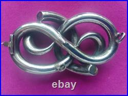 Antique Victorian Scottish Silver Agate Love Knot Brooch, RareLarge MissingAgateA