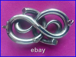 Antique Victorian Scottish Silver Agate Love Knot Brooch, RareLarge MissingAgateA