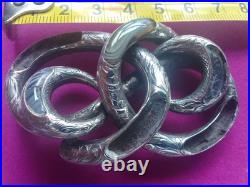 Antique Victorian Scottish Silver Agate Love Knot Brooch, RareLarge MissingAgateA