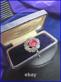 Antique Victorian Scottish Silver Amathyst Glass, Grey Lace Agate Brooch