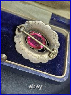 Antique Victorian Scottish Silver Amathyst Glass, Grey Lace Agate Brooch Antique Victorian Scottish Silver Amathyst Glass, Grey Lace Agate Brooch