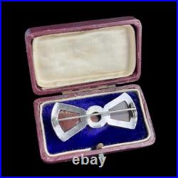 Antique Victorian Scottish Silver Bow Brooch Rare Dendritic Red Plume Agate
