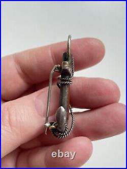 Antique Victorian Scottish Silver Montrose Mix Agate Anchor Brooch Pin 1.8