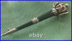 Antique Victorian Scottish Silver Sword Brooch / Pin Inlaid Blood stone Agates