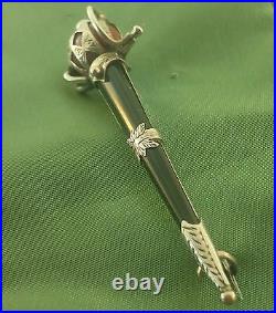 Antique Victorian Scottish Silver Sword Brooch / Pin Inlaid Blood stone Agates