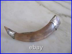 Antique Victorian Scottish Silver and Boar's Tusk Brooch Marked