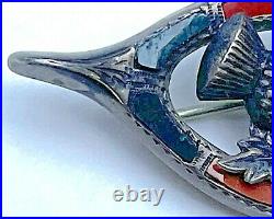 Antique Victorian Scottish Sterling Agate Jasper Pebble Brooch Wishbone Thistle