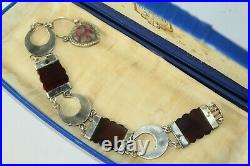 Antique Victorian Scottish Sterling Carnelian Agate Heart Lock Bracelet Fbr