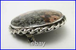 Antique Victorian Scottish Sterling Silver Aberdeen Granite Stone Brooch Pin