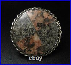 Antique Victorian Scottish Sterling Silver Aberdeen Granite Stone Brooch Pin