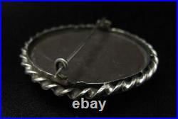 Antique Victorian Scottish Sterling Silver Aberdeen Granite Stone Brooch Pin