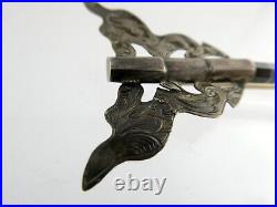 Antique Victorian Scottish Sterling Silver Agate Arrow Pin Brooch 6.9g 3.25 In