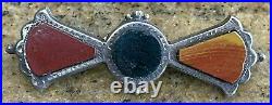 Antique Victorian Scottish Sterling Silver Agate Bar Pin Brooch