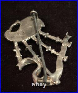 Antique Victorian Scottish Sterling Silver Agate scotland bagpipes Brooch Pin