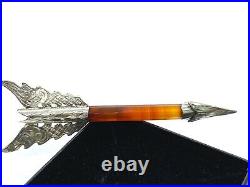 Antique Victorian Scottish Sterling Silver Banded Carenelian Agate Arrow Brooch
