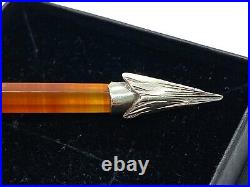 Antique Victorian Scottish Sterling Silver Banded Carenelian Agate Arrow Brooch
