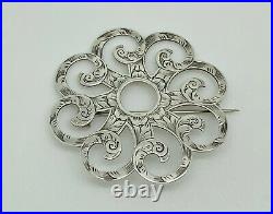 Antique Victorian Scottish Sterling Silver Engraved Ornate Statement Brooch