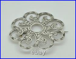 Antique Victorian Scottish Sterling Silver Engraved Ornate Statement Brooch