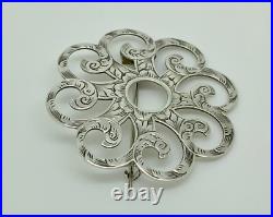 Antique Victorian Scottish Sterling Silver Engraved Ornate Statement Brooch