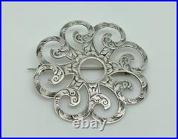 Antique Victorian Scottish Sterling Silver Engraved Ornate Statement Brooch