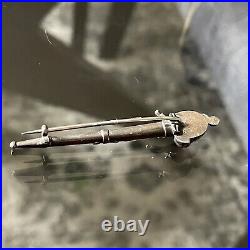 Antique Victorian Scottish Sterling Silver Jasper & coral Basket Hilt Kilt Pin