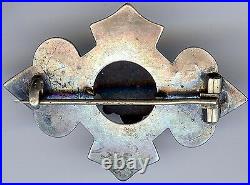 Antique Victorian Scottish Sterling Silver Layered Agate Pin Brooch