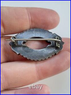Antique Victorian Scottish Sterling Silver Montrose Banded Agate Brooch Pin 1.4