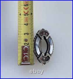 Antique Victorian Scottish Sterling Silver Montrose Banded Agate Brooch Pin 1.4