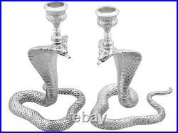 Antique Victorian Scottish Sterling Silver Snake Candlesticks