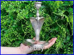 Antique Victorian Scottish Sterling Silver Snake Candlesticks