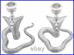 Antique Victorian Scottish Sterling Silver Snake Candlesticks