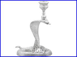 Antique Victorian Scottish Sterling Silver Snake Candlesticks