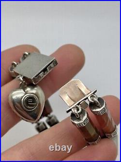 Antique Victorian Scottish Valentines Heart Charm Specimen Agate Silver Bracelet