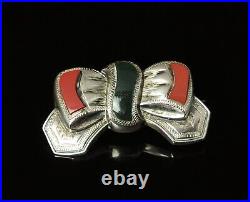 Antique Victorian Scottish agate and Silver bow brooch